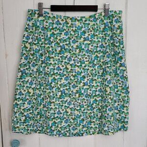 Tropical Island House Print Cotton Blend Mini Skirt Size Medium
